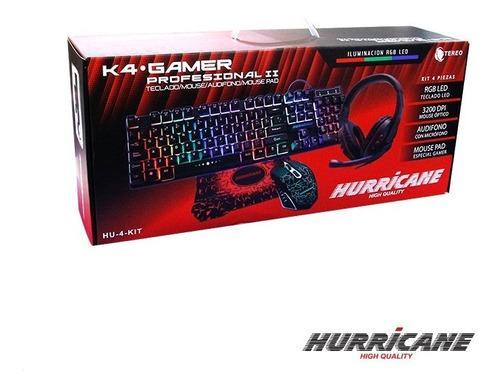 Combo Gamer Hurricane 4 En 1 (Teclado, Mouse, Auriculares Y Pad)