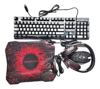 Combo Gamer Hurricane 4 En 1 (Teclado, Mouse, Auriculares Y Pad)