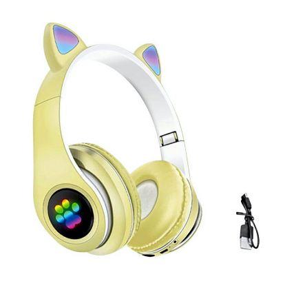 Cute Cat Ear Bluetooth Auriculares Huellita LED
